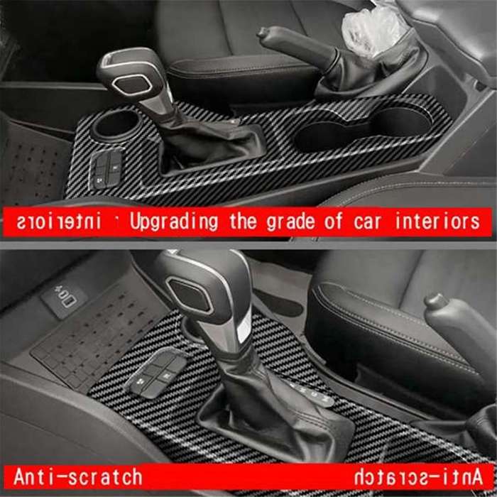 Car Center Console Gear Shift Panel Trim Cover Stickers for 2021-2024 Carbon Fiber Mechanicl Handbra