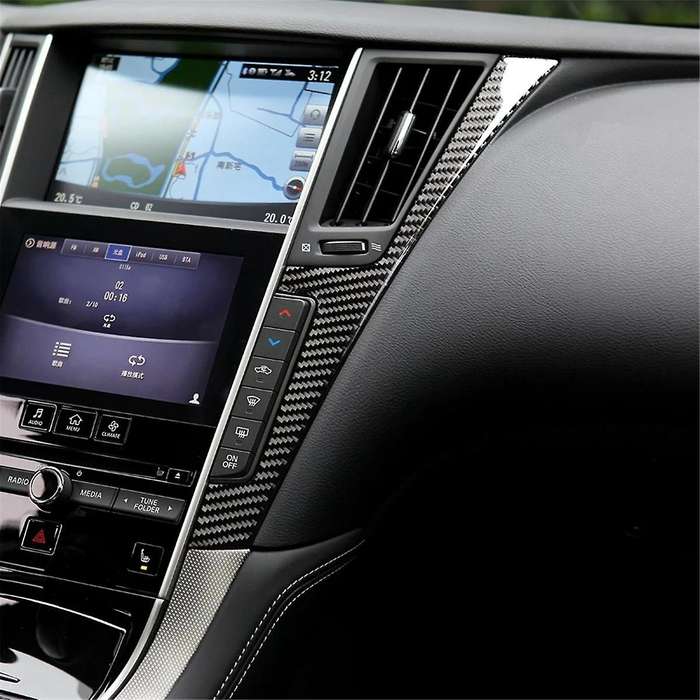Car Center Console Panel Both Side Frame Trim Cover Sticker F Style Bezel Strip for Q50 Q60 2014-201