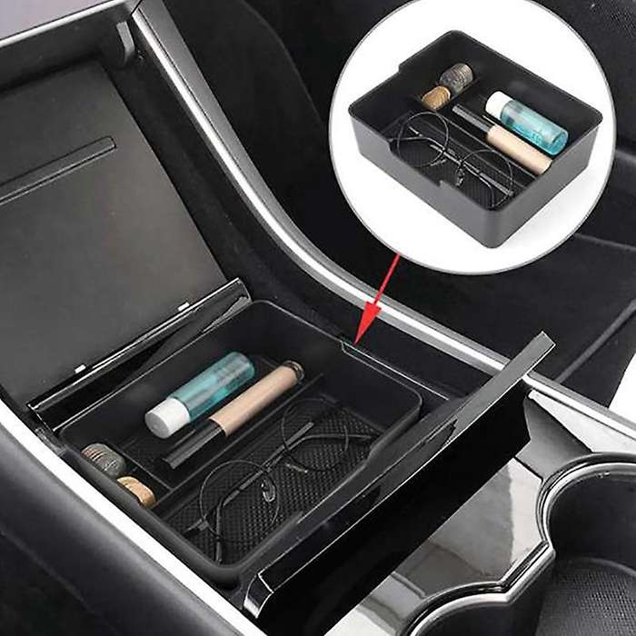 Car Central Armrest Box for MODEL 3 2017-2020 Double Storage Design Tissue Box Trash Can Stowing Tid