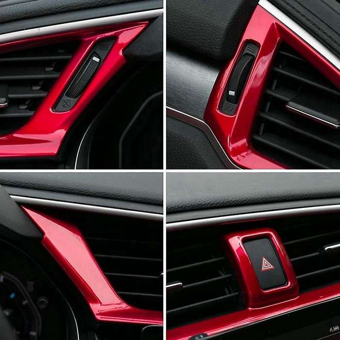Car Central Control Outlet Decoration Cover Trim Sticker for 10Th Gen 2016-2020 Red