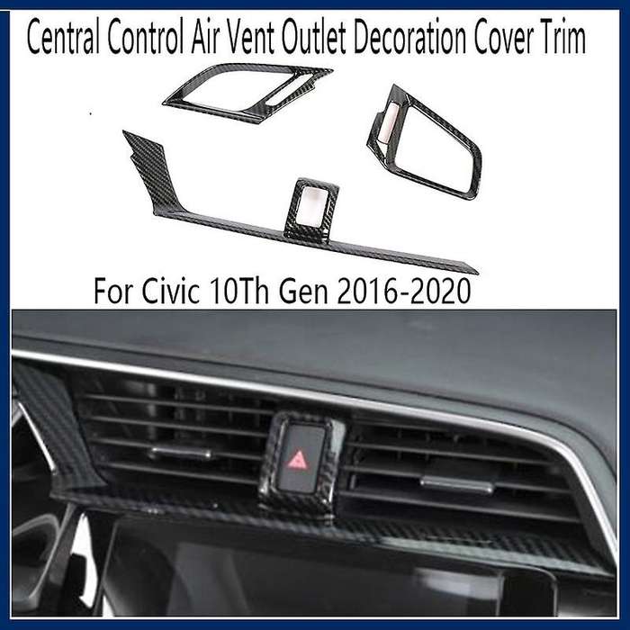 Car Central Control Outlet Decoration Cover Trim Sticker for 10Th Gen 2016-2020 Carbon Fiber