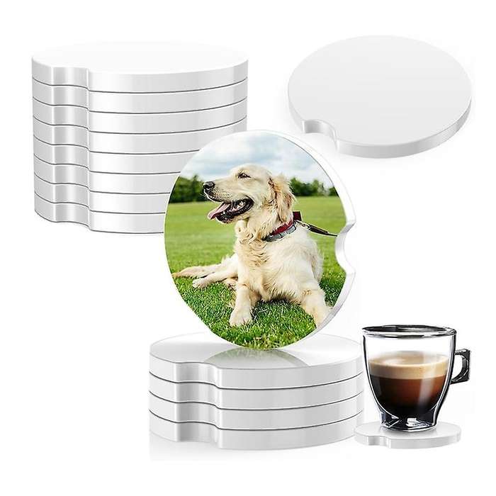 Car Coasters, Car Cup Holder Coasters with Finger Notches Keep Vehicles Safe From Cold Drink Sweat,