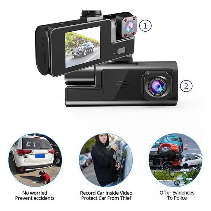 Car Dash Cam Full HD Front & Inside Car Driving Recorder Dash Camera with 140 Wide Angle, G-Sensor,L