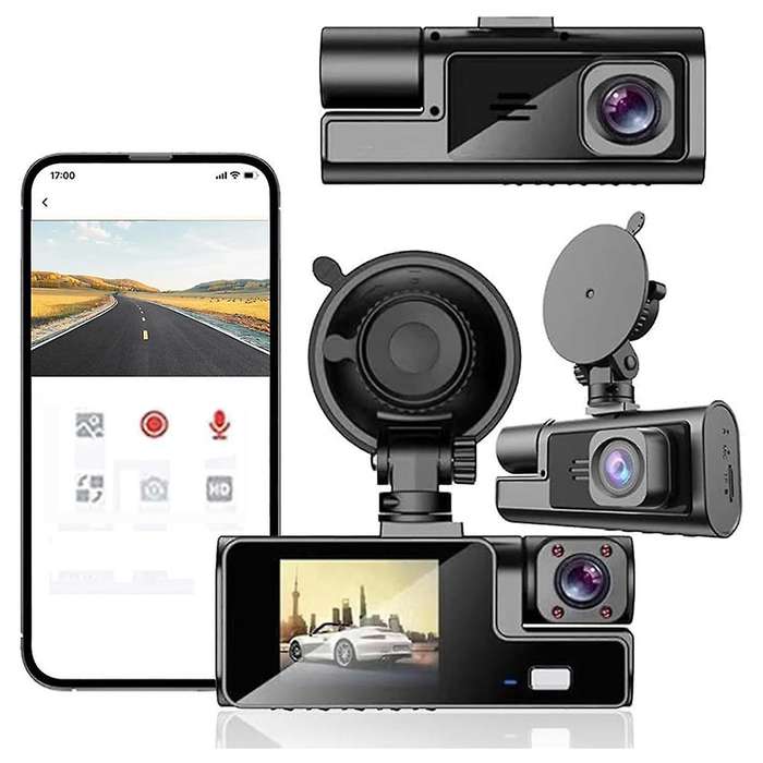 Car Dash Cam Full HD Front & Inside Car Driving Recorder Dash Camera with 140 Wide Angle, G-Sensor,L