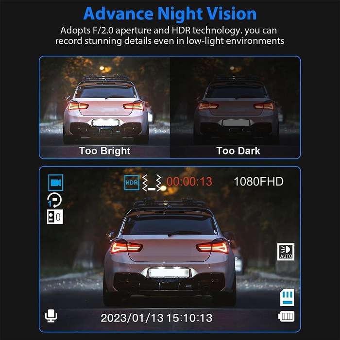 Car Dash Cam,3 Channel Dash Cam,1080P Dash Cam Front and Inside, Triple Dash Cam, G-Sensor, 24Hr Pa