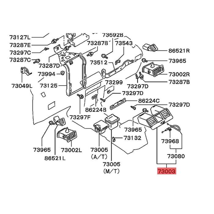 Car Dash Defrost Grill & Central A/c Outlet Kits Mr308038 Mb775266 for Montero V31 V32 V33