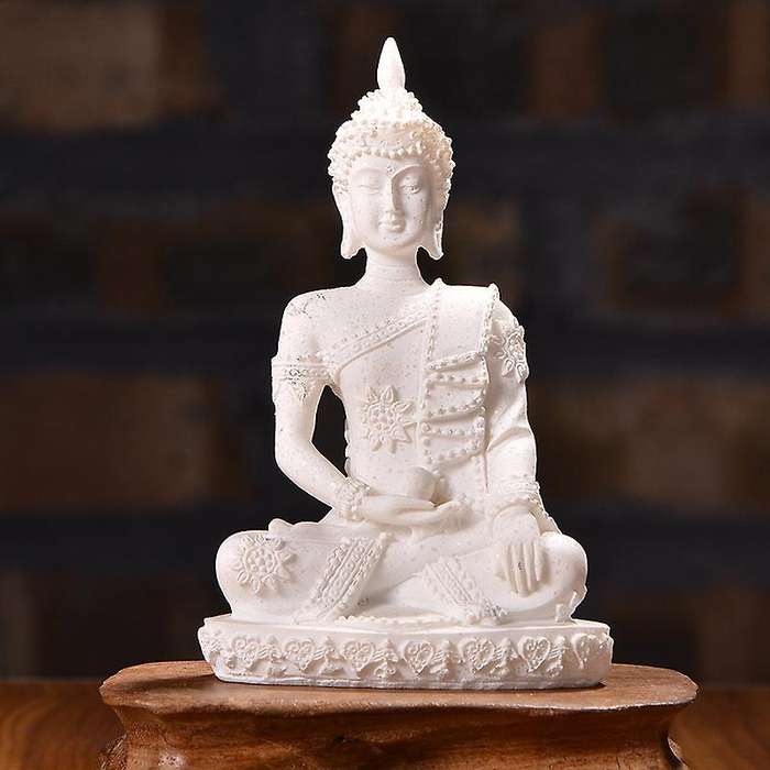 Car Decoration Nature Sandstone Buddha Figurine Sculpture Decoration for Home Car Office White