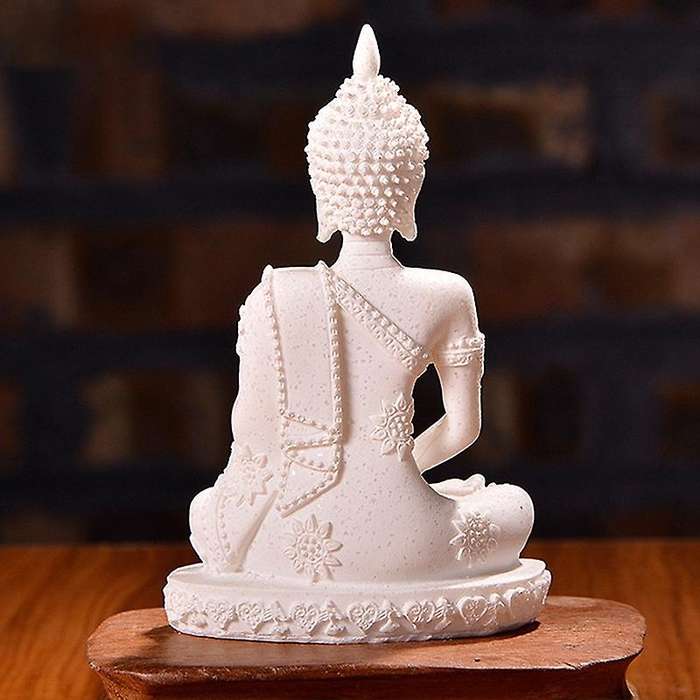 Car Decoration Nature Sandstone Buddha Figurine Sculpture Decoration for Home Car Office White