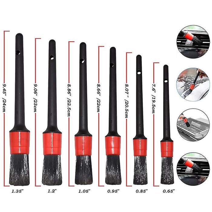 Car Detailing Brushes - Detail Brush 6 Different Sizes Piece Set for Cleaning Automotive Wheels, Rim