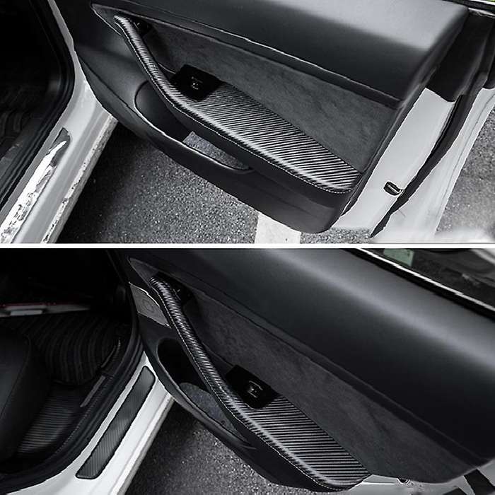 Car Door Armrest Leather Stickers Interior Decoration Modification Accessories for Model3 19-21 -A