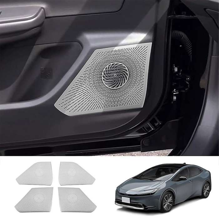 Car Door Horn Covers Stainless Steel Door Horn Frame Interior Accessories for Prius 2023+ Silver