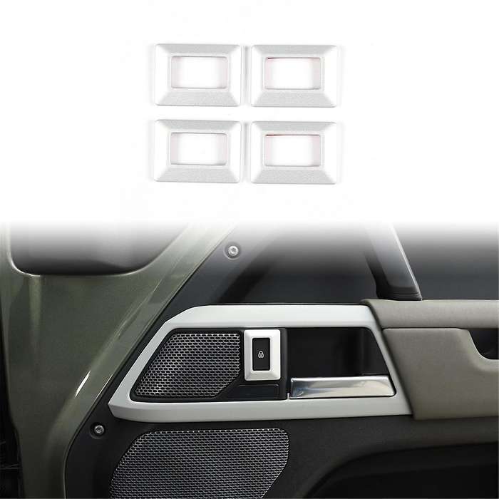 Car Door Lock Button Frame Trim for 110 2020-2024 Aluminum Door Lock Switch Protective Cover ,4PCS