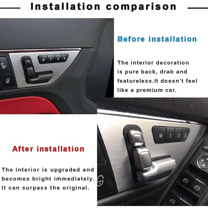 Car Door Seat Adjustment Button Switch Cover Sticker Trim for B C E Class ML CLA Accessories (Driver