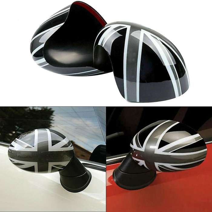 Car Door Side Mirror Cover Caps for Hardtop F54 F55 F56 F57 F60 Series Black&Gray UK Flag
