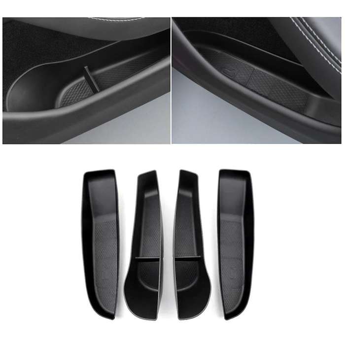 Car Door Side Storage Box for Model 3 2024 Door Armrest Umbrella Trash Can Tpe Model 3+ Accessories