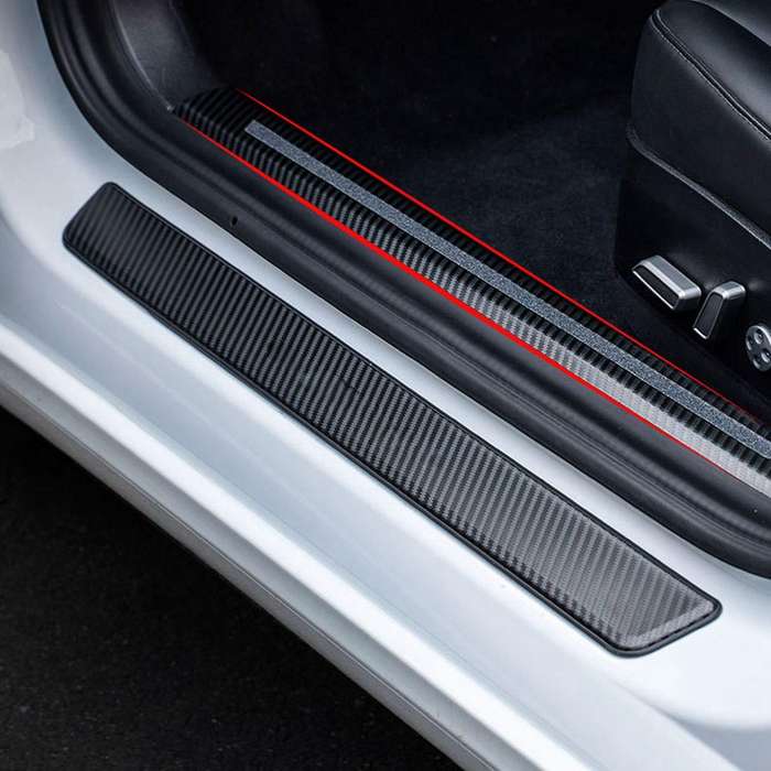 Car Door Sill Protector Stainless Steel Door Sill Guard Welcome Pedal for Model 3 2019-2021, Carbon