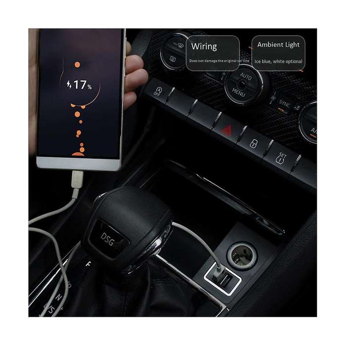Car Double Usb Charger Gt Fast Charging for 2017-2020 Adapter Lighter Mount with Light White