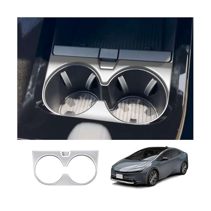 Car Dumb Silver Center Console Water Cup Holder Decoration Cover Trim Stickers for Prius 60 Series