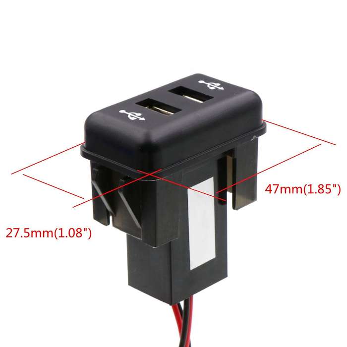 Car Dual USB Car Charger Power Socket with LED Light for FH12