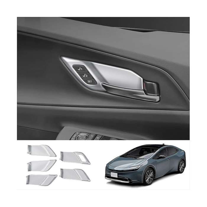 Car Dumb Silver Door Inner Handle Bowl Frame Trims High/low Configuration 5pcs for Prius 60 Series