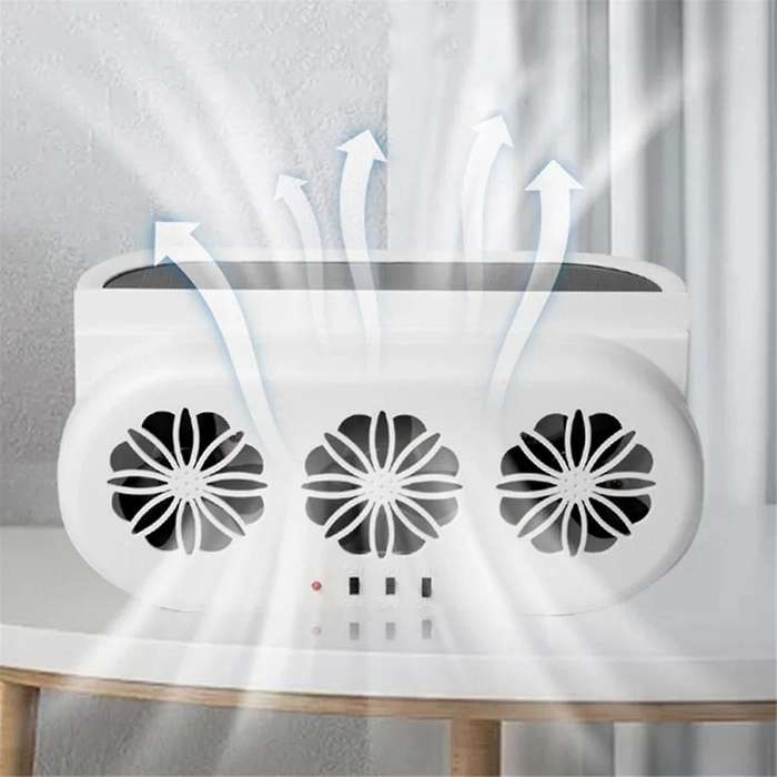 Car Exhaust Fan Solar Powered and USB Charging Window Ventilator 3 Fans Front Rear Interior Radiator