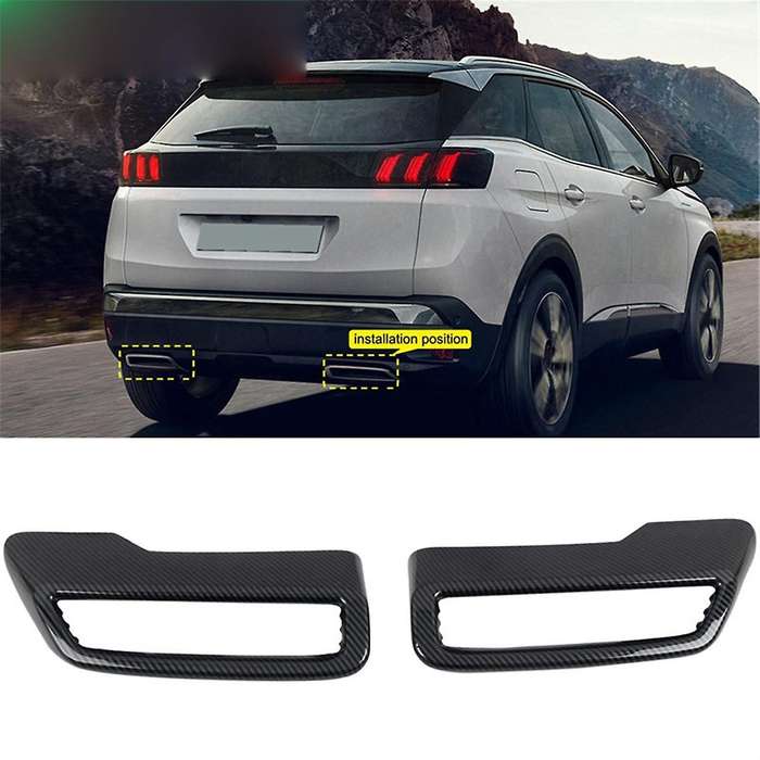 Car Exhaust Pipe Cover Rear Exhaust Muffler Pipe Tail Throat Frame for 3008 5008 2017-2020 Carbon Fi