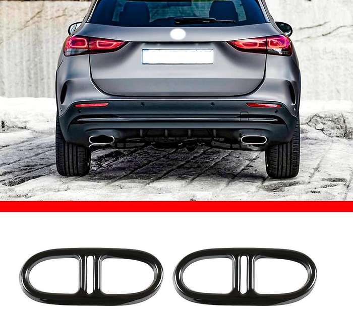 Car Exhaust Pipe Cover Decoration Rear Dual Muffler Trim Tail Throat Frame for - GLA/ 2020-2021 Blac
