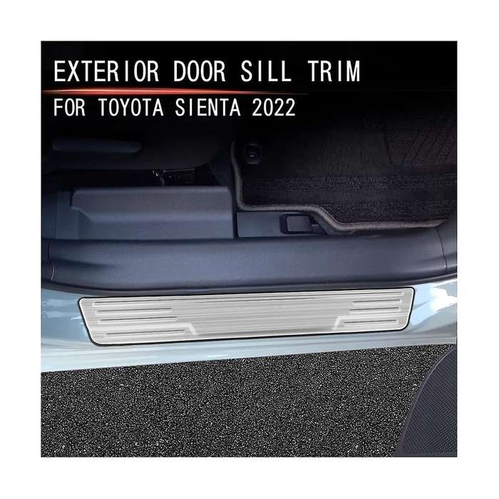 Car Exterior Sill Strip Scuff Plate Guard Pedal Protector Styling Sticker Silver for Sienta 10 Seri