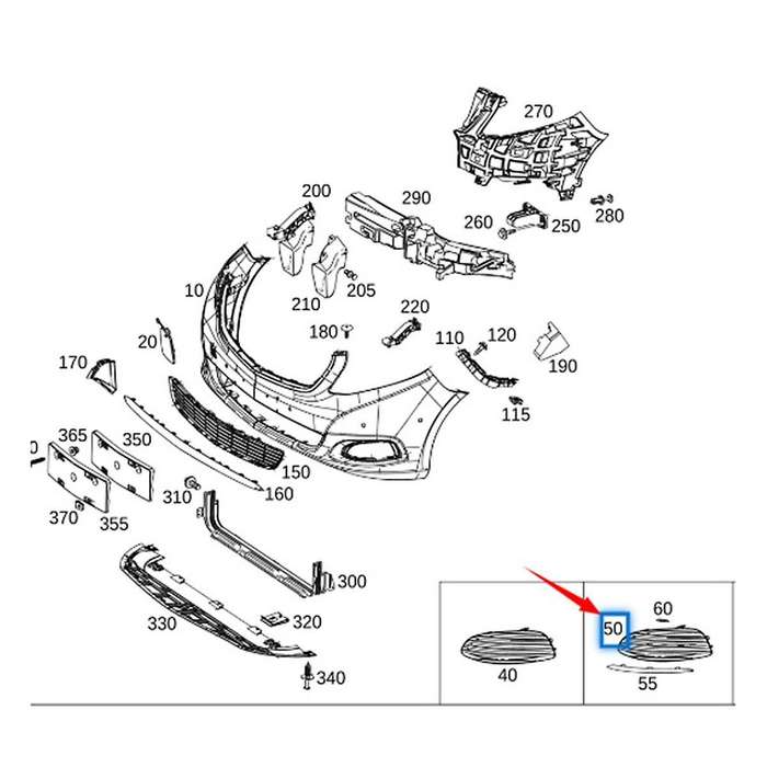 Car Fog Light Frame Base without Holes 4488840000, 4488840100 for / W448 2016-