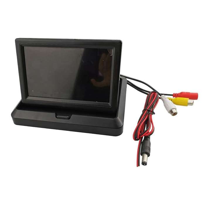 Car Folding Monitor Screen with 2 Way Video Input for Vehicle Rear View Camera Parking Backup Revers
