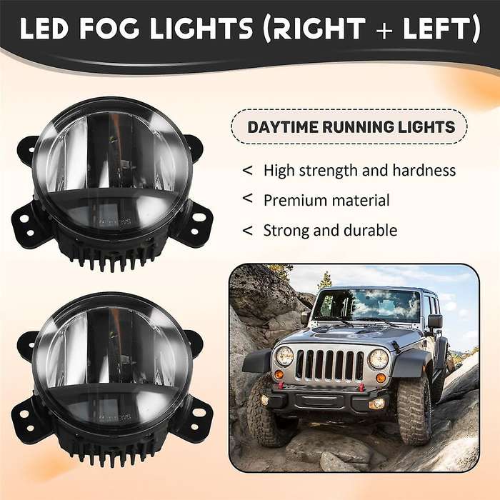 Car Front Bumper Fog Light Assembly for Wrangler JL 2018-2024 Yellow LED Daytime Running Light DRL H