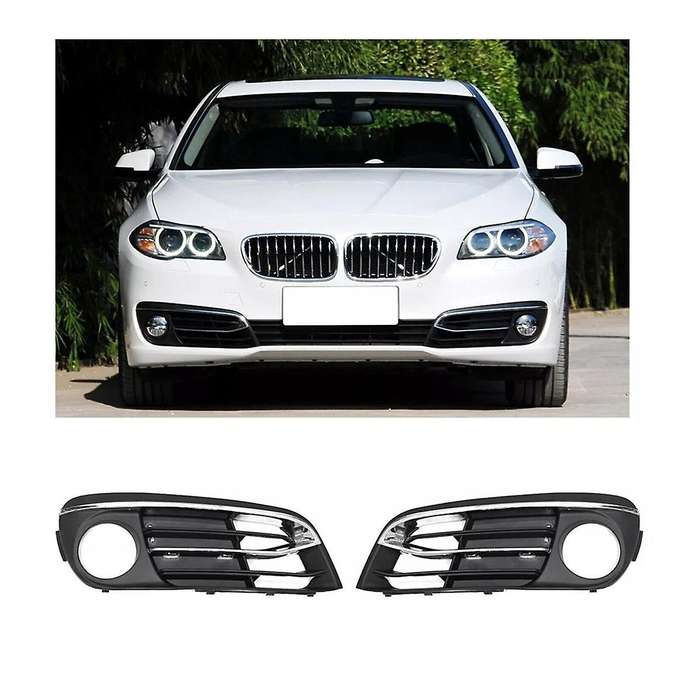 Car Front Bumper Fog Light Grille Cover with Bright Strip 51117342391 51117342392 for 5 Series F10 F