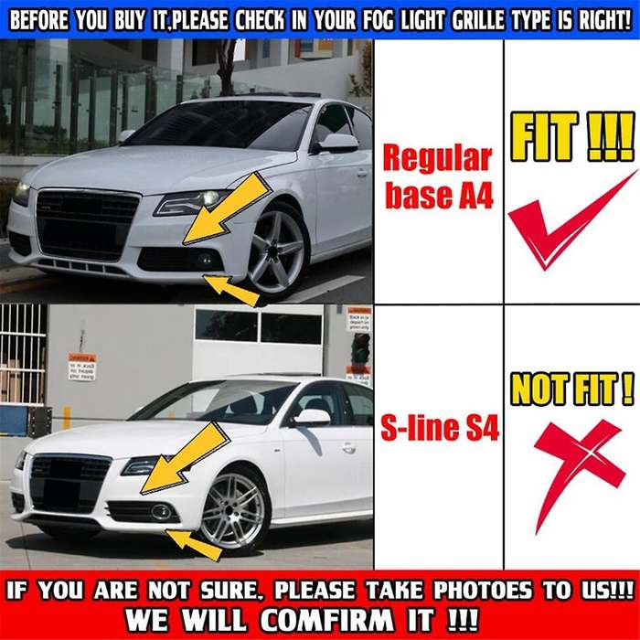 Car Front Bumper Fog Light Mesh Grille Cover for A4 B8 2009 2010 2011 2012 Fog Lamp Honeycomb Grille