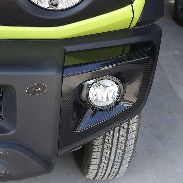 Car Front Bumper Fog Lights Lamp Cover ABS Decoration Accessories for Jimny 2019 2020 2021 ,Carbon F