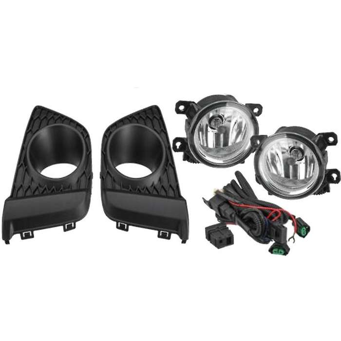 Car Front Bumper Left & Right Fog Light Lamp Bezels Cover with Harness Switch Kit for Fit 2014 2015