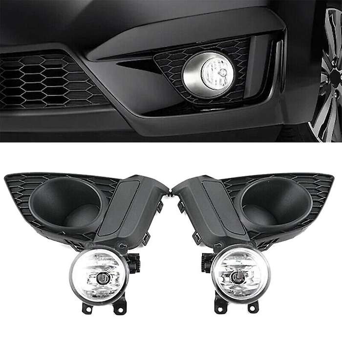 Car Front Bumper Left & Right Fog Light Lamp Bezels Cover with Harness Switch Kit for Fit 2014 2015