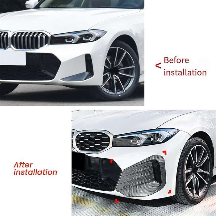 Car Front Bumper Light Frames Spoiler Racing Grille Cover for 3 G20 G21 2023+ Abs,a
