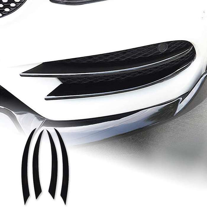 Car Front Bumper Lip Splitter Spoiler Fog Lights Trim Sticker for 2015-2018 C Class W205 C200L C180L