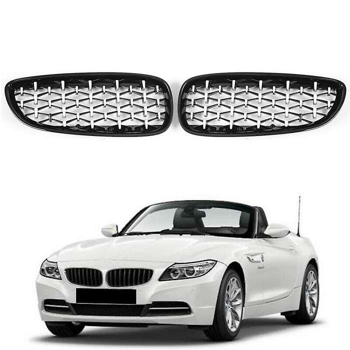 Car Front Bumper Racing Grills Kidney Grille Diamond Grille for  Z4 E89 2009-2016 Black + Silver