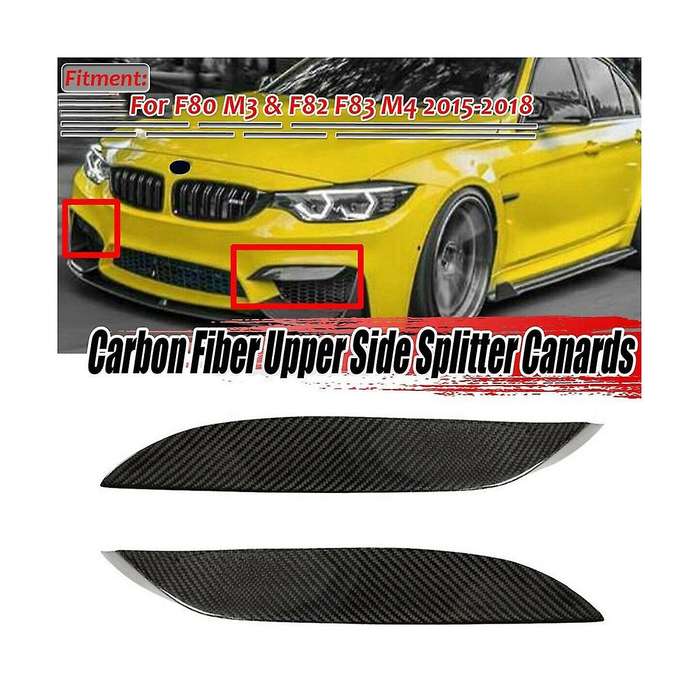 Car Front Bumper Side Splitter Canards Lip Spoiler for F80 M3 F82 F83 2015-2018 Real Carbon Fiber