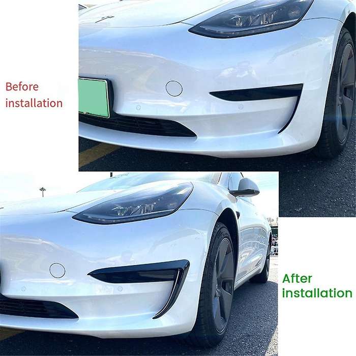 Car Front Bumper Splitter Spoiler Covers Trim Fog Lights Eyebrow Wind Knife for 2017-2023 Abs Carbo