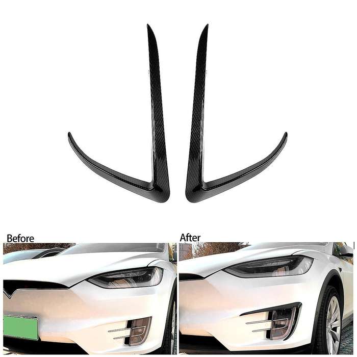 Car Front Bumper Splitter Spoiler Covers Trim Fog Lights Eyebrow Wind Knife Sticker for Model X 2015