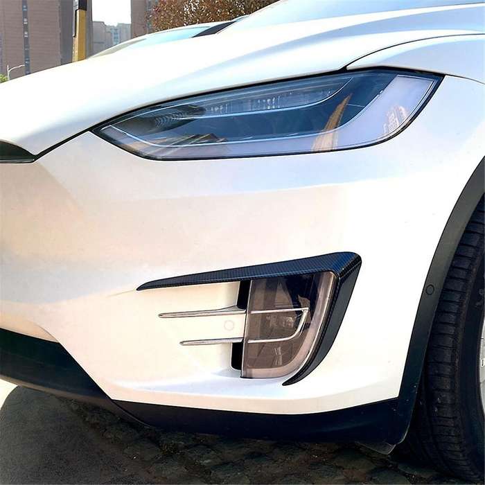 Car Front Bumper Splitter Spoiler Covers Trim Fog Lights Eyebrow Wind Knife for Model X 2015-2020 G