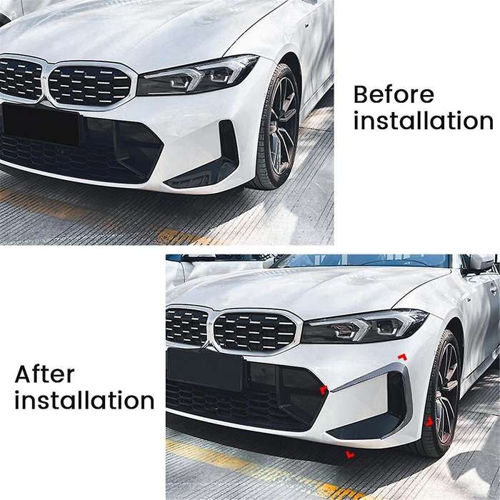 Car Front Bumper Splitter Spoiler Trim Fog Light Canard for 3 Series G20 G21 2023+ Carbon Fiber Patt