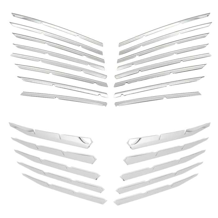 Car Front Bumper Top+Lower Grille Grill Strips Trim for 3008 GT 2016-2020 5008 GT 2017-2020 Stainles