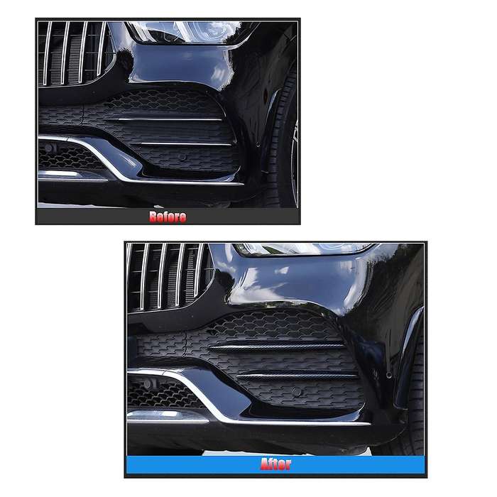 Car Front Fog Lamp Strip Grille Trim Cover for W167 V167 GLE350/400/450 GLE53 2020+ Gloss Black