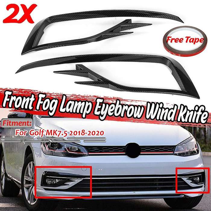 Car Front Fog Light Grilles Fog Lamp Eyebrow Cover Trim for Golf 7.5 7.5 2018 2019 2020 Carbon Fiber