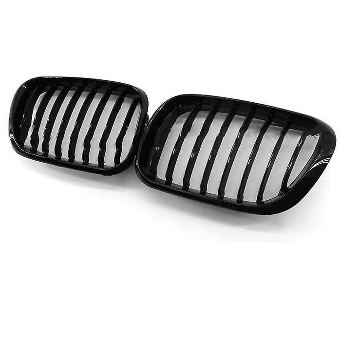 Car Front Grille Grill L&R Hood Bumper Kidney Grilles Gloss Black for - E53 X5 1999 2000 2001 2002 2