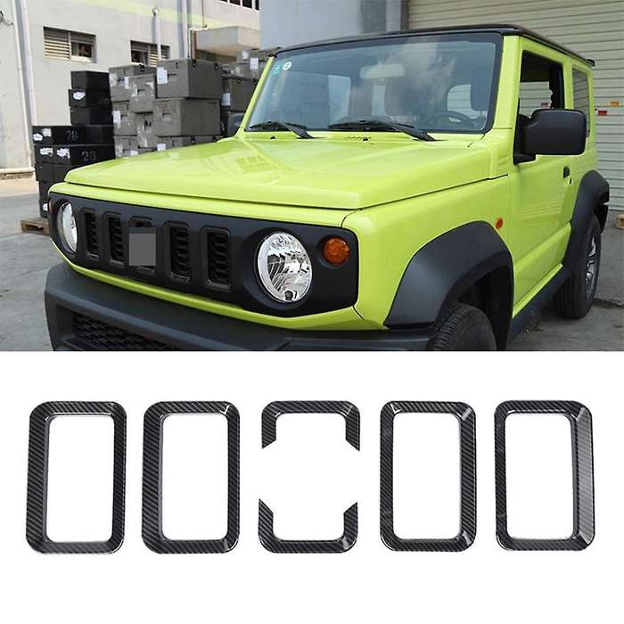 Car Front Grille Insert Decorative Cover Stickers for Jimny JB74 2019 2020 Exterior Carbon Fiber