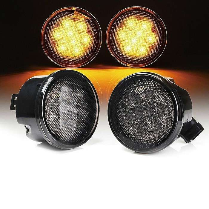 Car Front Grille LED Turn Signal Lights Smoke for JK 2007-2018